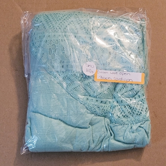 Green Lace Open Back Cardigan - Picture 7 of 7